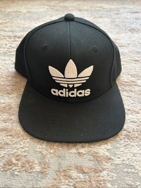 adidas Black SnapBack Cap with White Trefoil Embroidery